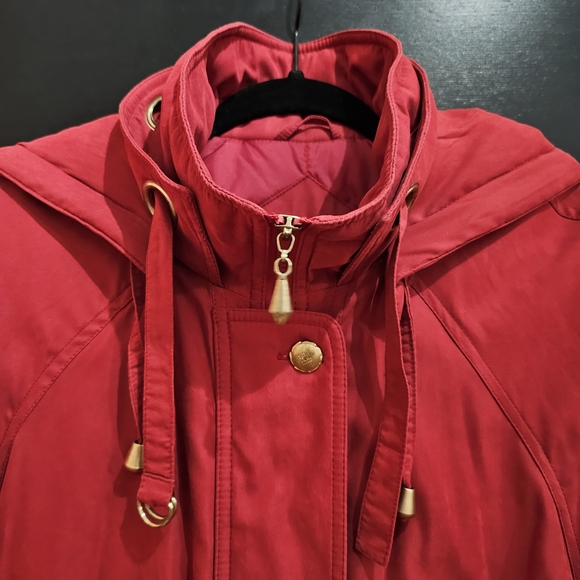 Preston & York Women's Long Hooded Zip Parka Coat Jacket Small Red - Picture 3 of 12